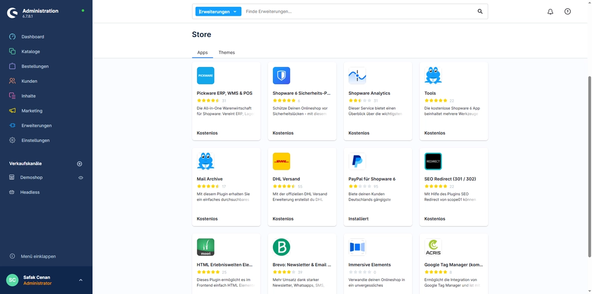 Store mit Plugins in Shopware